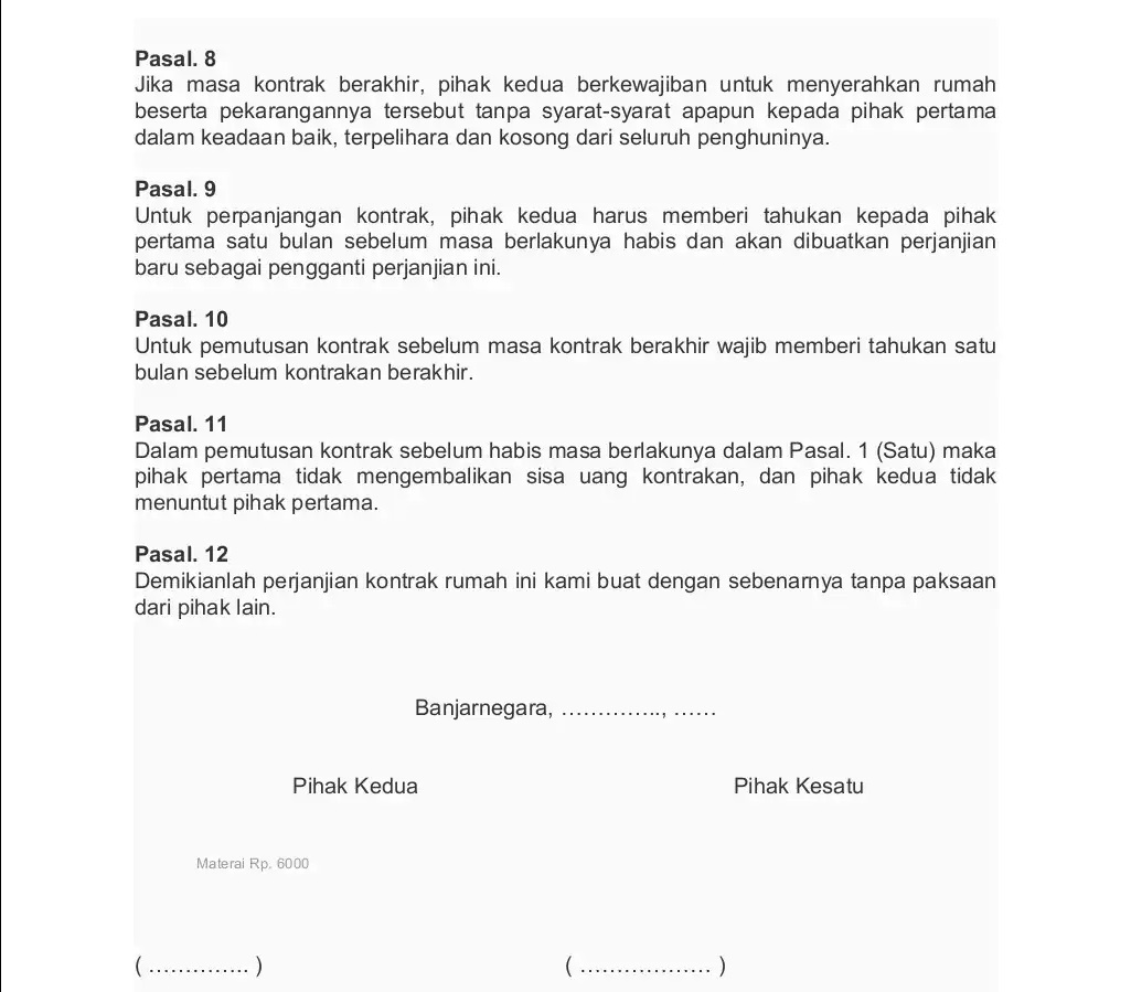 ‘Contoh surat perjanjian sewa rumah 2 (part 3)’