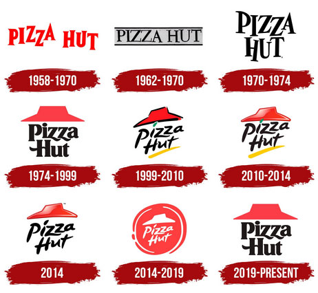 perubahan logo pizza hut dari awal didirikan hingga saat ini