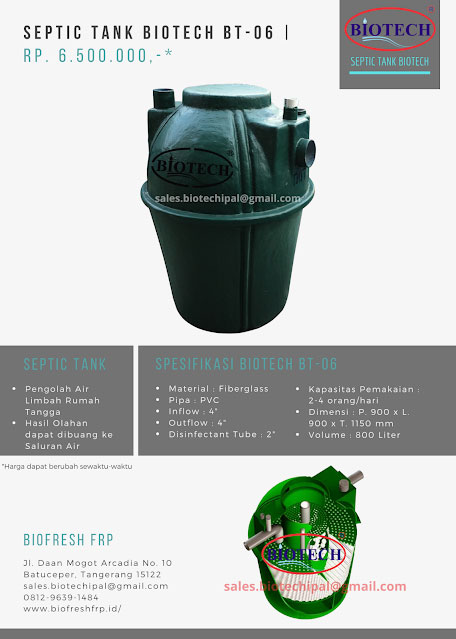 gambar dan spesifikasi septic tank biotech BT06