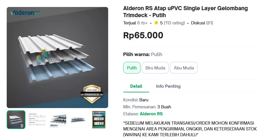 harga atap alderon